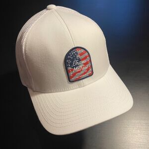 Travis Mathew Golf Adjustable Snapback Trucker Hat – White Mesh – Flag Design